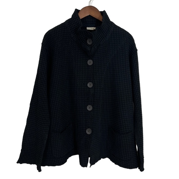 Focus Jackets & Blazers - Focus Black Cotton Waffle Weave Blazer Jacket size Large